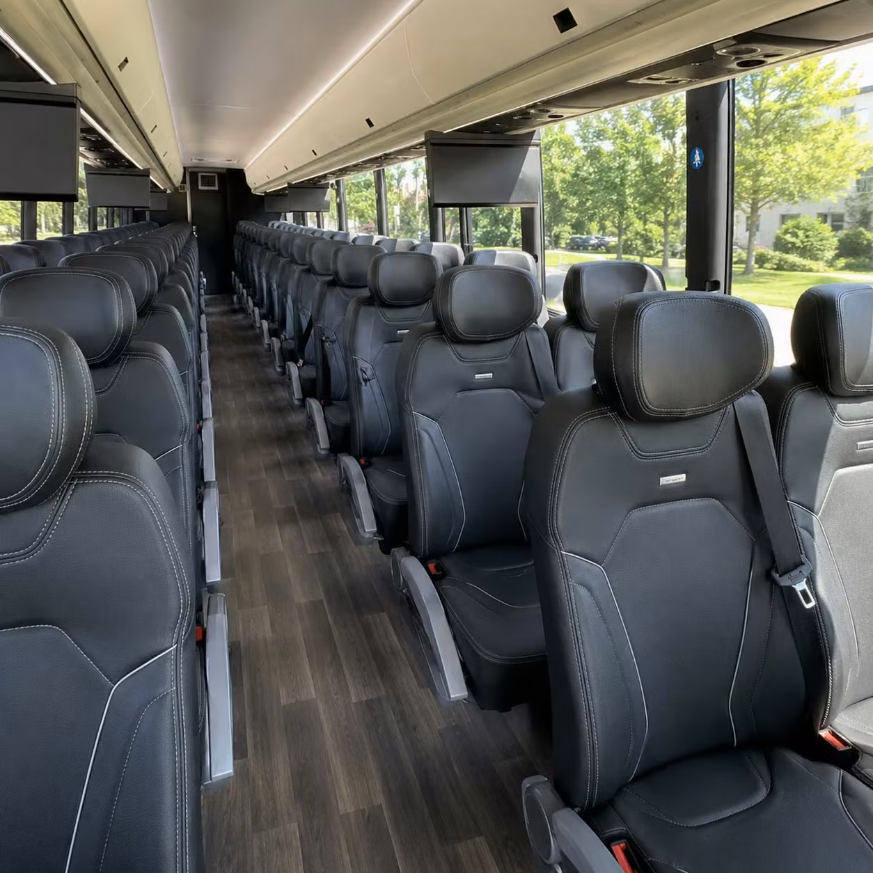 greenville charter bus rental interior